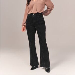 NWT Abercrombie & Fitch High Rise Flare Black Jeans with front seam 31S/12 SHORT